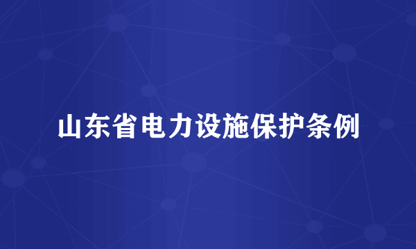 山东省电力设施保护条例