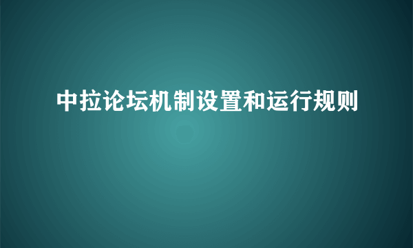 中拉论坛机制设置和运行规则