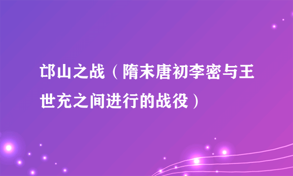 邙山之战（隋末唐初李密与王世充之间进行的战役）