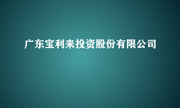 广东宝利来投资股份有限公司