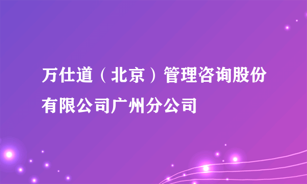 万仕道（北京）管理咨询股份有限公司广州分公司