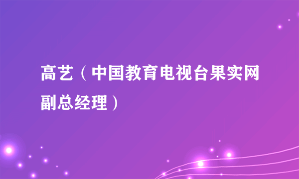 高艺（中国教育电视台果实网副总经理）