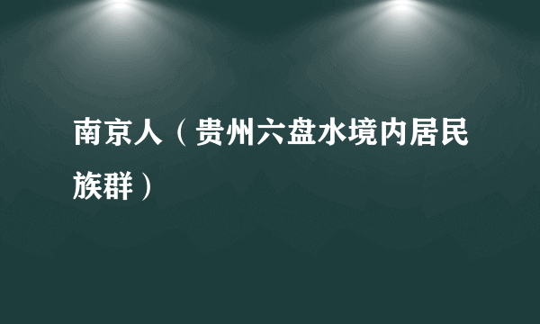 南京人（贵州六盘水境内居民族群）