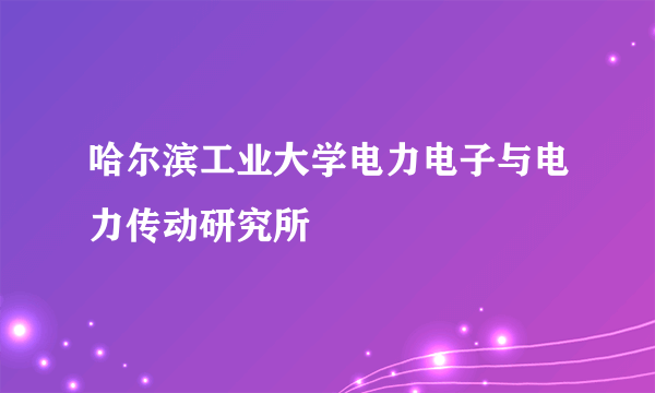 哈尔滨工业大学电力电子与电力传动研究所