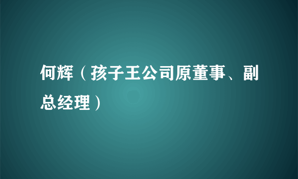 何辉（孩子王公司原董事、副总经理）