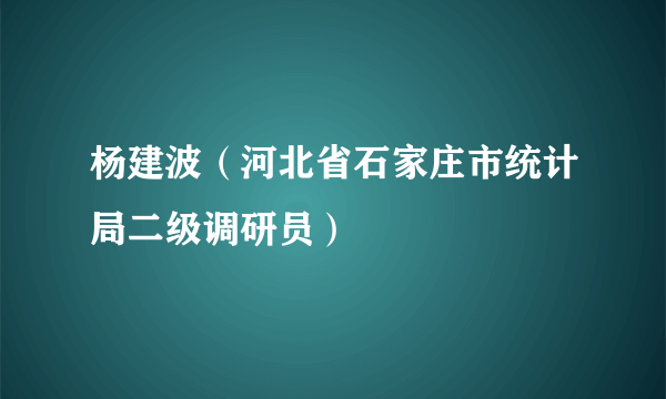 杨建波（河北省石家庄市统计局二级调研员）