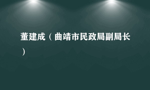 董建成（曲靖市民政局副局长）