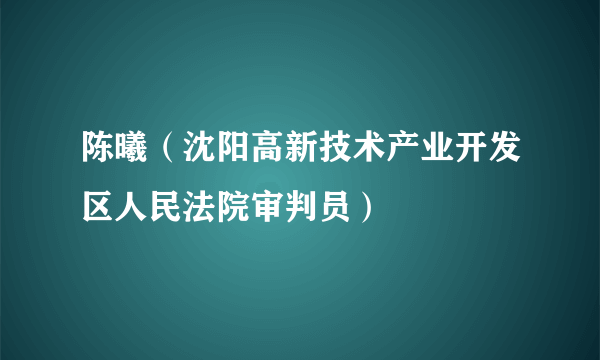 陈曦（沈阳高新技术产业开发区人民法院审判员）