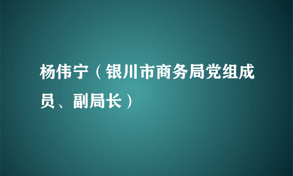 杨伟宁（银川市商务局党组成员、副局长）