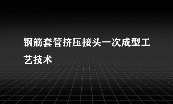 钢筋套管挤压接头一次成型工艺技术