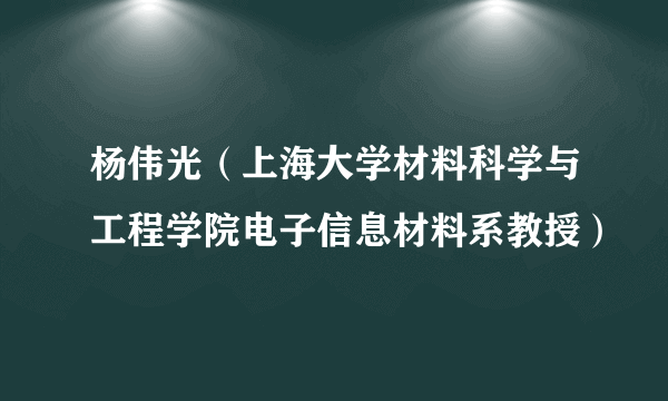 杨伟光（上海大学材料科学与工程学院电子信息材料系教授）