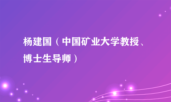 杨建国（中国矿业大学教授、博士生导师）