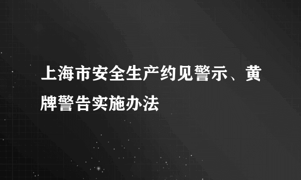 上海市安全生产约见警示、黄牌警告实施办法