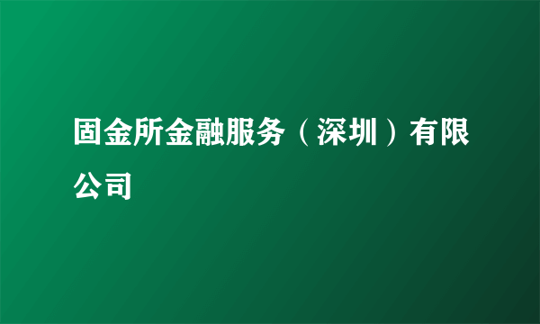 固金所金融服务（深圳）有限公司