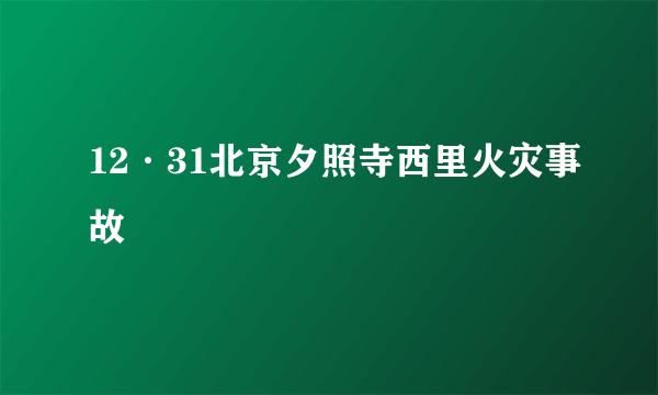 12·31北京夕照寺西里火灾事故