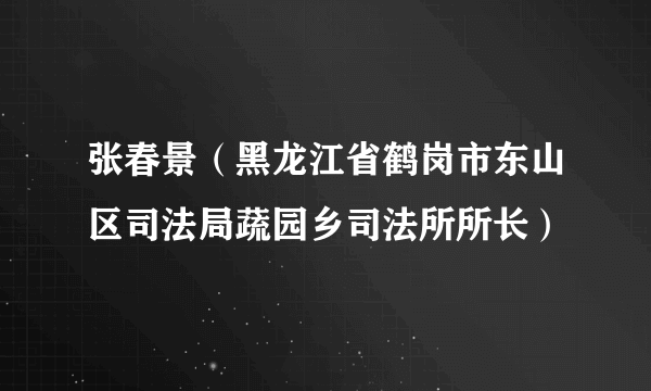 张春景（黑龙江省鹤岗市东山区司法局蔬园乡司法所所长）