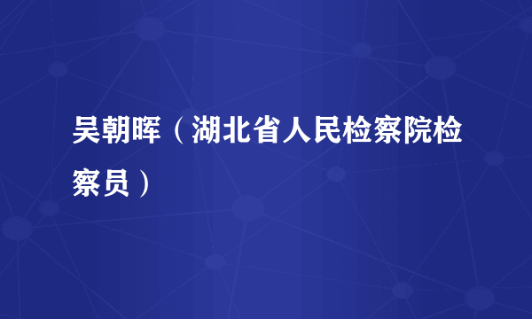 吴朝晖（湖北省人民检察院检察员）