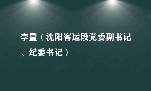 李量（沈阳客运段党委副书记、纪委书记）