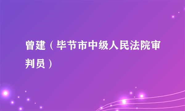 曾建（毕节市中级人民法院审判员）