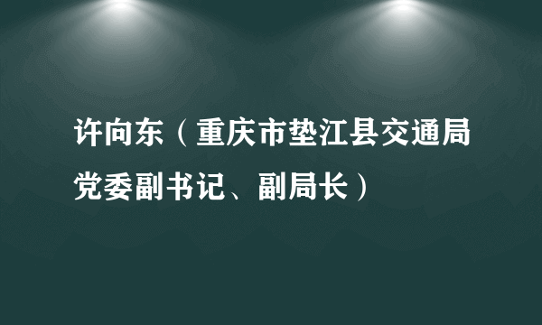 许向东（重庆市垫江县交通局党委副书记、副局长）