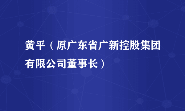 黄平（原广东省广新控股集团有限公司董事长）