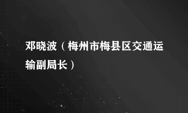 邓晓波（梅州市梅县区交通运输副局长）