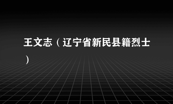 王文志（辽宁省新民县籍烈士）