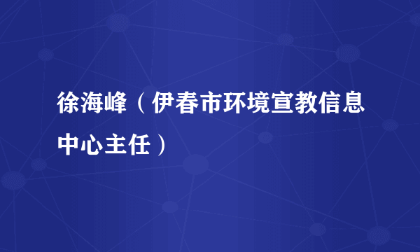 徐海峰（伊春市环境宣教信息中心主任）