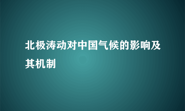 北极涛动对中国气候的影响及其机制