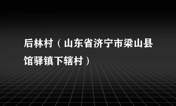 后林村（山东省济宁市梁山县馆驿镇下辖村）