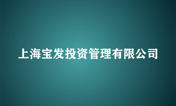 上海宝发投资管理有限公司