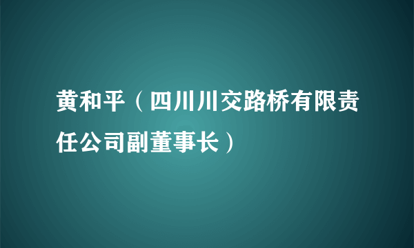 黄和平（四川川交路桥有限责任公司副董事长）