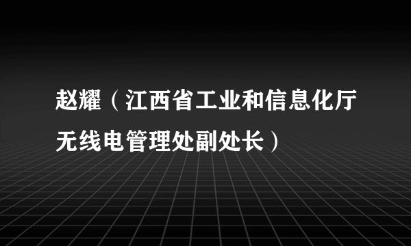 赵耀（江西省工业和信息化厅无线电管理处副处长）