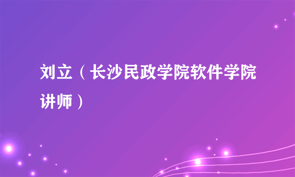 刘立（长沙民政学院软件学院讲师）