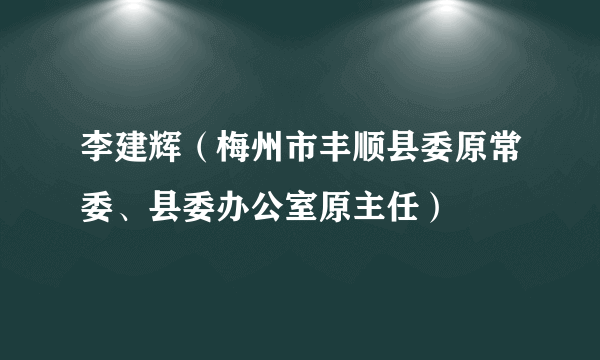 李建辉（梅州市丰顺县委原常委、县委办公室原主任）