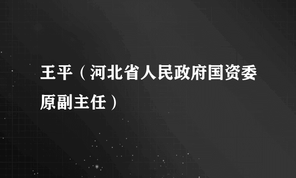 王平（河北省人民政府国资委原副主任）