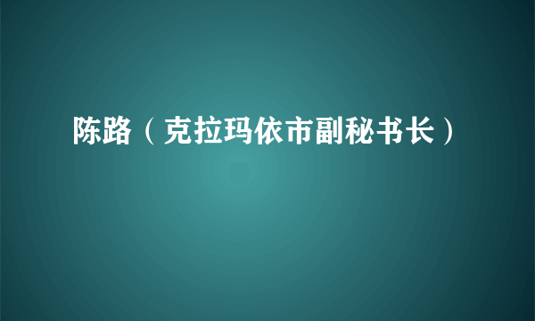 陈路（克拉玛依市副秘书长）