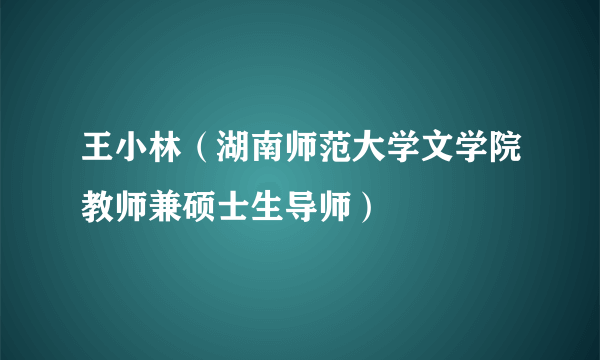 王小林（湖南师范大学文学院教师兼硕士生导师）