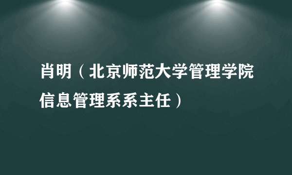 肖明（北京师范大学管理学院信息管理系系主任）