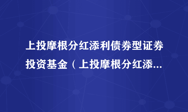 上投摩根分红添利债券型证券投资基金（上投摩根分红添利债券B）