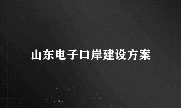 山东电子口岸建设方案