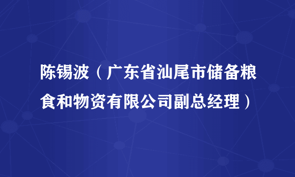 陈锡波（广东省汕尾市储备粮食和物资有限公司副总经理）