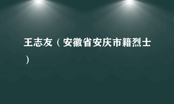 王志友（安徽省安庆市籍烈士）