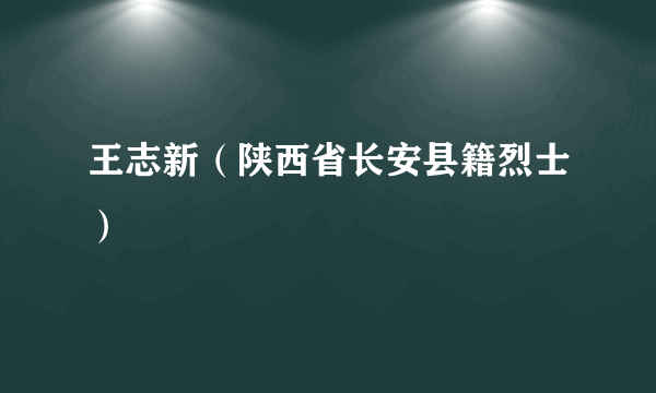 王志新（陕西省长安县籍烈士）