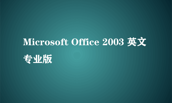 Microsoft Office 2003 英文专业版