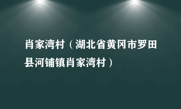 肖家湾村（湖北省黄冈市罗田县河铺镇肖家湾村）