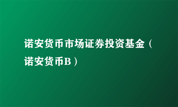 诺安货币市场证券投资基金（诺安货币B）