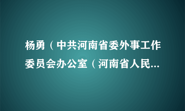 杨勇（中共河南省委外事工作委员会办公室（河南省人民政府外事办公室）副主任）