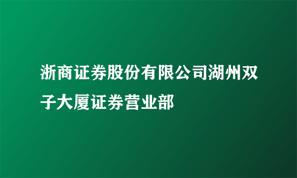 浙商证券股份有限公司湖州双子大厦证券营业部