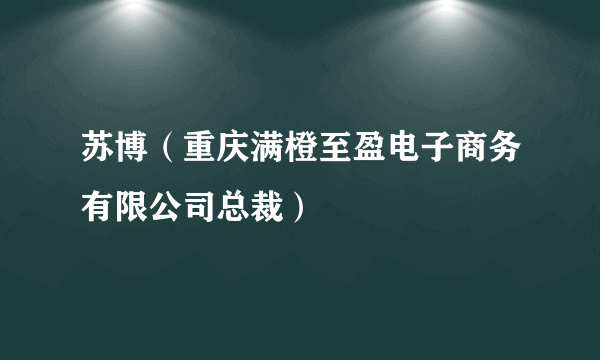 苏博（重庆满橙至盈电子商务有限公司总裁）